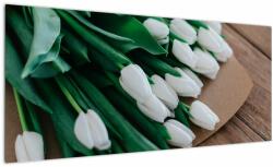 Mivali Tablou cu buchet de lalele albe, dintr-o bucată 100x40 cm (V020922V10040)