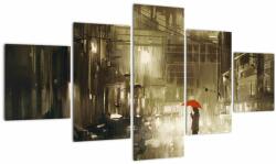 Mivali Tablou - Femeie într-o noapte ploioasă, din cinci bucăți 125x70 cm (V023207V12570)