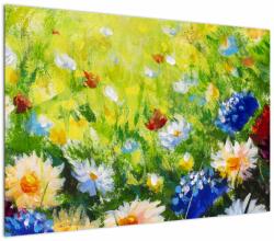 Mivali Tablou - Pictură în ulei, pajiște înflorită, dintr-o bucată 100x70 cm (V023039V10070)