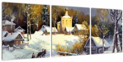 Mivali Tablou - Orășel iarna, din trei bucăți 90x30 cm (V023276V9030)