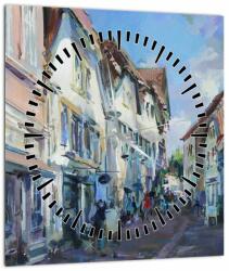Mivali Tablou - Strada orașului vechi, pictură acrilică (cu ceas), dintr-o bucată 30x30 cm cu ceas (V023371V3030C)