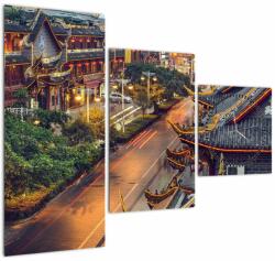 Mivali Tablou - Qintai Road, Chengdu, China (cu ceas), din trei bucăți 90x70 cm cu ceas (V023315V9070C)