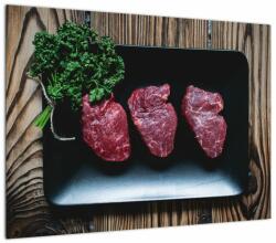 Mivali Tablou pe sticlă cu carne pe farfurie, dintr-o bucată 70x50 cm pe sticlă (V021193V7050GD)