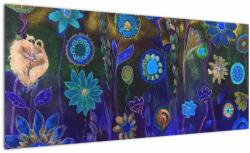 Mivali Tablou - Flori albastru închis, dintr-o bucată 100x40 cm (V023049V10040)