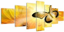 Mivali Tablou - Fluture galben cu flori, din șapte bucăți 210x100 cm (V022521V210100)
