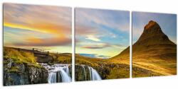 Mivali Tablou cu munții și cascade pe Islanda, din trei bucăți 90x30 cm (V020702V9030)