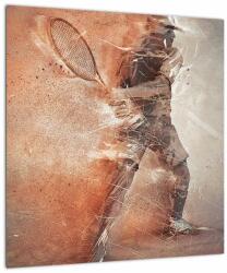 Mivali Tablou pe sticlă - Jucător de tenis, dintr-o bucată 40x40 cm pe sticlă (V023087V4040GD)