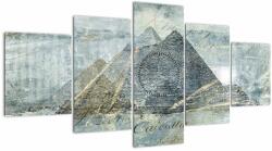 Mivali Tablou - Piramide în filtru albastru (cu ceas), din cinci bucăți 150x80 cm cu ceas (V023357V15080C)