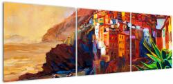Mivali Tablou - Satul de coastă Cinque Terre, Riviera italiană, impresionismul modern, din trei bucăți 150x50 cm (V023463V15050)
