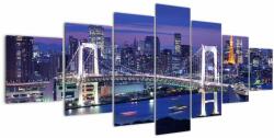 Mivali Tablou metropolei nocture, din șapte bucăți 210x100 cm (V022195V210100)