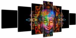 Mivali Tablou - Bustul lui Buddha în culori neon, din șapte bucăți 210x100 cm (V023477V210100)