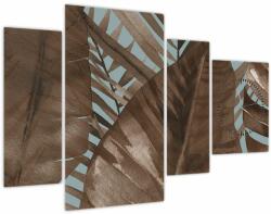 Mivali Tablou - Frunze de palmier acvarel (cu ceas), din patru bucăți 110x75 cm cu ceas (V022423V11075C)