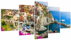 Mivali Tablou - Satul italian Manarola (cu ceas), din cinci bucăți 150x80 cm cu ceas (V023181V15080C)