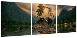 Mivali Tablou - lacul în munți (cu ceas), din trei bucăți 90x30 cm cu ceas (V020080V9030C)