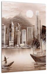 Mivali Tablou - Victoria Harbour, Hong Kong, efect sepia, dintr-o bucată 30x40 cm (V023101V3040)