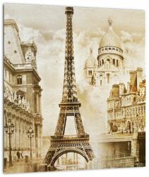 Mivali Tablou pe sticlă - Monumente din Paris, dintr-o bucată 30x30 cm pe sticlă (V023308V3030GD)
