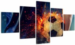 Mivali Tablou - Minge de fotbal în flăcări, din cinci bucăți 125x70 cm (V022850V12570)