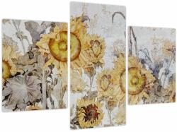 Mivali Tablou - Floarea-soarelui pe perete, din trei bucăți 90x60 cm (V024009V90603PCS)