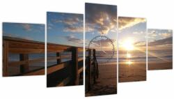 Mivali Tablou cu dig, plajă și mare (cu ceas), din cinci bucăți 150x80 cm cu ceas (V021004V15080C)