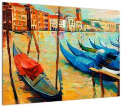 Mivali Tablou pe sticlă - Port în Veneția, dintr-o bucată 70x50 cm pe sticlă (V023366V7050GD)