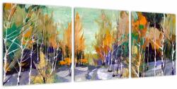 Mivali Tablou - Drum înzăpezit prin pădure, din trei bucăți 90x30 cm (V023245V9030)