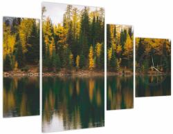 Mivali Tablou cu lac de pădure (cu ceas), din patru bucăți 110x75 cm cu ceas (V020235V11075C)