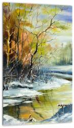 Mivali Tablou - Râu de iarnă, pictură în ulei, dintr-o bucată 20x30 cm (V023235V2030)