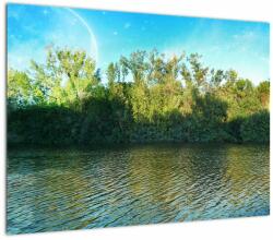 Mivali Tablou pe sticlă - lac, dintr-o bucată 70x50 cm pe sticlă (V020316V7050GD)