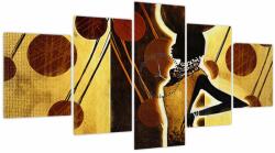 Mivali Tablou cu pictură artistică străveche (cu ceas), din cinci bucăți 150x80 cm cu ceas (V022031V15080C)
