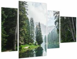 Mivali Tablou lacului în pădure (cu ceas), din patru bucăți 110x75 cm cu ceas (V021386V11075C)