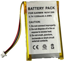 Utángyártott Garmin Nüvi 200, 200w, 250 készülékekhez akkumulátor (Li-Polymer, 1250mAh / 4.63Wh, 3.7V) - Utángyártott