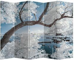 Mivali Paravan - Copac înzăpezit lângă apă, din 5 bucăți, 210x170 cm (P020718P225180)