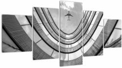 Mivali Tablou - Avionul deasupra clădirii, din cinci bucăți 150x80 cm (V023108V150805PCS)