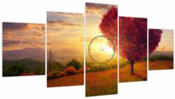 Mivali Tablou cu copaci în forma de inimă (cu ceas), din cinci bucăți 150x80 cm cu ceas (V020949V15080C)