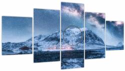 Mivali Tablou cu munți și ceul cu stele (cu ceas), din cinci bucăți 150x80 cm cu ceas (V022181V15080C)