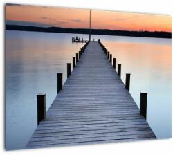 Mivali Tablou pe sticlă - Ponton de la Lacul Starnberger, Bavaria, Germania, dintr-o bucată 70x50 cm pe sticlă (V023491V7050GD)