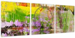 Mivali Tablou cu abstracție - pictura (cu ceas), din trei bucăți 90x30 cm cu ceas (V021292V9030C)