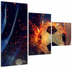 Mivali Tablou - Minge de fotbal în flăcări (cu ceas), din trei bucăți 90x70 cm cu ceas (V022850V9070C)