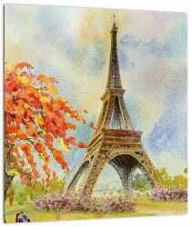 Mivali Tablou pe sticlă pictat cu turnul Eiffel, dintr-o bucată 30x30 cm pe sticlă (V022082V3030GD)