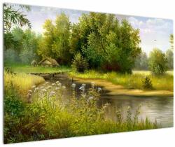 Mivali Tablou - Râu lângă pădure, pictură în ulei, dintr-o bucată 120x80 cm (V023250V12080)