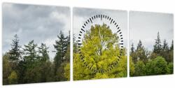 Mivali Tablou - Copac verde în câmp (cu ceas), din trei bucăți 90x30 cm cu ceas (V022540V9030C)