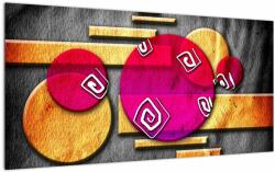 Mivali Tablou pe sticlă abstract cu simboluri istorice, dintr-o bucată 100x50 cm pe sticlă (V022074V10050GD)
