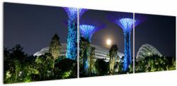 Mivali Tablou cu lună plină în grădinile din Singapur, din trei bucăți 150x50 cm (V021710V15050)
