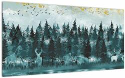 Mivali Tablou pe sticlă - Animale din pădure, dintr-o bucată 100x50 cm pe sticlă (V022420V10050GD)