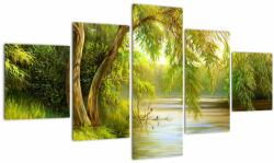 Mivali Tablou - Salcie lângă lac, pictură în ulei, din cinci bucăți 125x70 cm (V023249V12570)