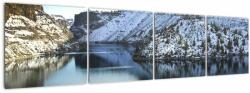 Mivali Tablou - peisaj de iarnă cu lac, din patru bucăți 160x40 cm (V020216V16040)