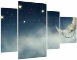 Mivali Tablou - Luna cu stele (cu ceas), din patru bucăți 110x75 cm cu ceas (V022333V11075C)