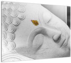 Mivali Tablou pe sticlă - Buddha alb, dintr-o bucată 70x50 cm pe sticlă (V023201V7050GD)