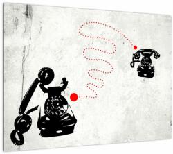 Mivali Tablou pe sticlă - Desen de telefon în stilul lui Banksy, dintr-o bucată 70x50 cm pe sticlă (V023466V7050GD)