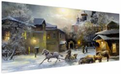 Mivali Tablou - Satul iarna, dintr-o bucată 250x125 cm (V023275V250125)